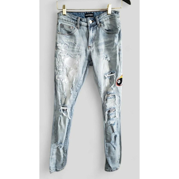 Ninetynine Jeans Men's Size 28x31 8 Ball Distressed Cotton Blend Slim Denim - Picture 1 of 9